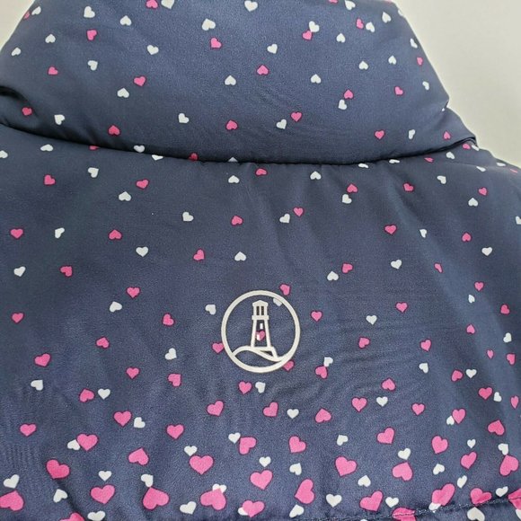 Lands End Kids Girls Blue Pink Heart Puffer Vest - Picture 7 of 12